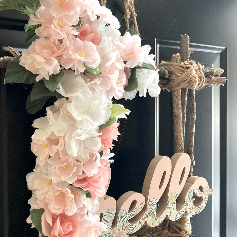 Rustic Pink Floral Door Hanger